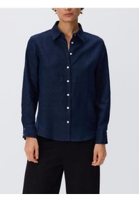 Reserved - Lniana koszula - granatowy. Kolor: niebieski. Materiał: len