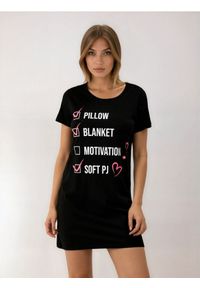 Sinsay - Bawełniana koszula nocna z napisem - czarny. Kolor: czarny. Materiał: bawełna. Wzór: napisy #1