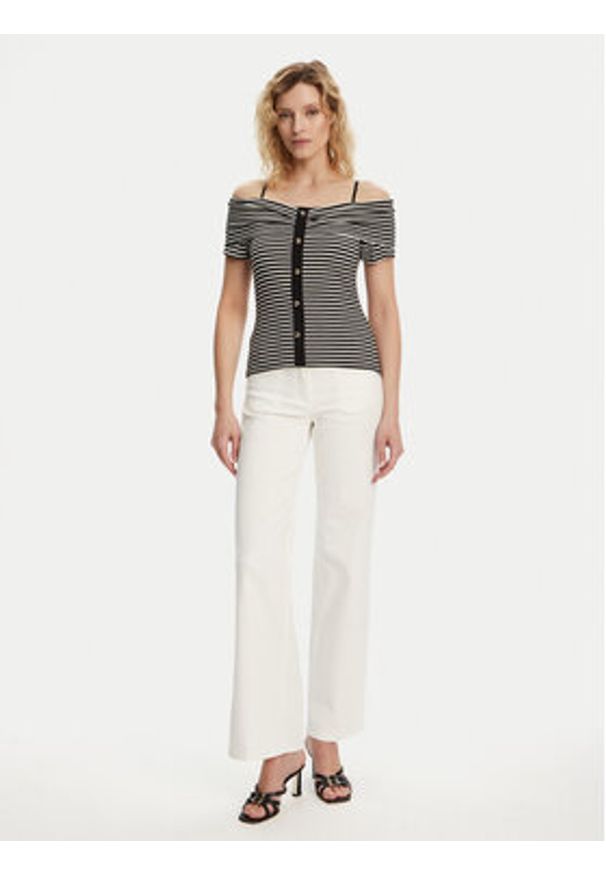 Morgan Bluzka 241-DROPEZ Czarny Slim Fit. Kolor: czarny. Materiał: wiskoza