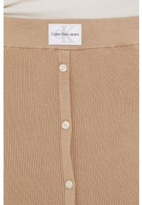 Calvin Klein Jeans spódnica J20J218714.PPYY kolor beżowy midi prosta. Okazja: na co dzień. Kolor: beżowy. Materiał: dzianina. Wzór: gładki. Styl: casual #4
