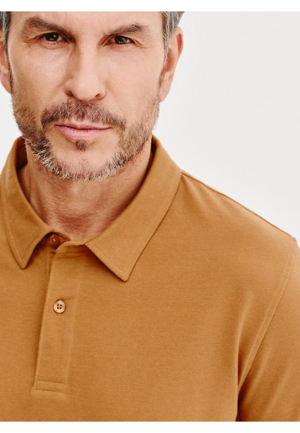 Pako Lorente - PAKO LORENTE – Męski t-shirt polo w kolorze beżowym. Okazja: na co dzień. Typ kołnierza: polo. Kolor: zielony, brązowy, beżowy. Materiał: poliester, bawełna. Styl: casual