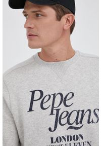 Pepe Jeans - Bluza bawełniana Lamarck. Okazja: na co dzień. Kolor: szary. Materiał: bawełna. Wzór: nadruk. Styl: casual #3