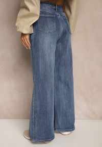 Renee - Niebieskie Jeansy High Waist z Szeroką Nogawką Elzaria. Okazja: na co dzień. Stan: podwyższony. Kolor: niebieski. Styl: klasyczny, casual, elegancki