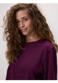 Reserved - Bawełniany longsleeve - ciemnofioletowy. Kolor: fioletowy. Materiał: bawełna. Długość rękawa: długi rękaw #1