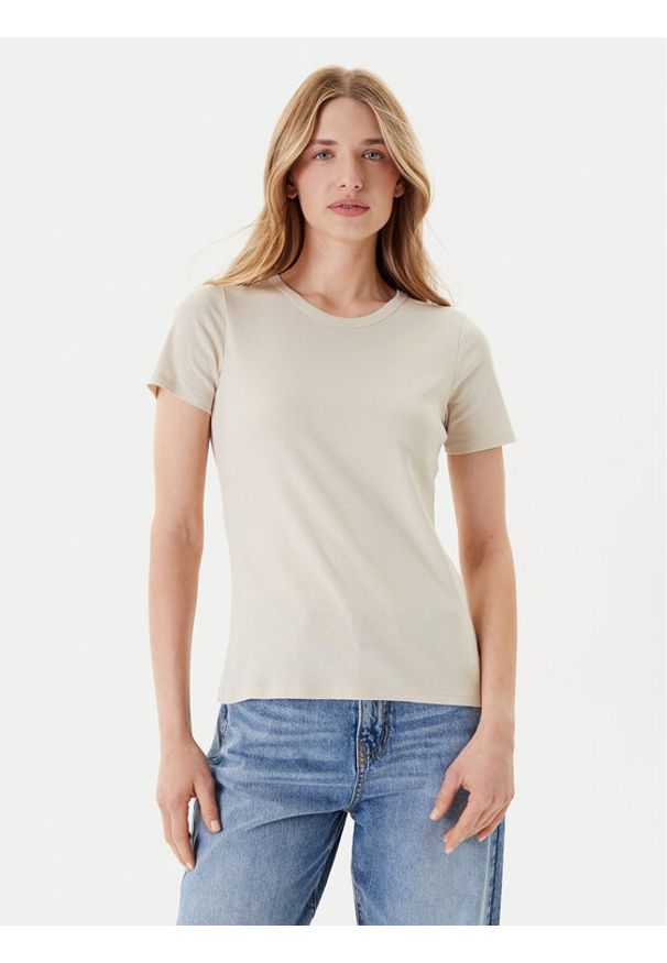 United Colors of Benetton - United Colors Of Benetton T-Shirt 3GA2E16A0 Beżowy Regular Fit. Kolor: beżowy. Materiał: bawełna