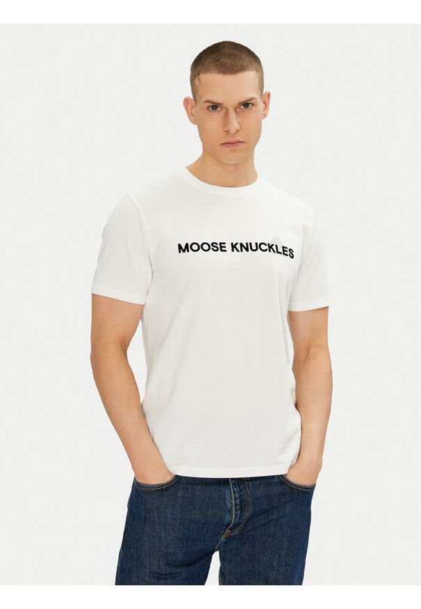 Moose Knuckles T-Shirt Conway M15MT760 Écru Regular Fit. Materiał: bawełna