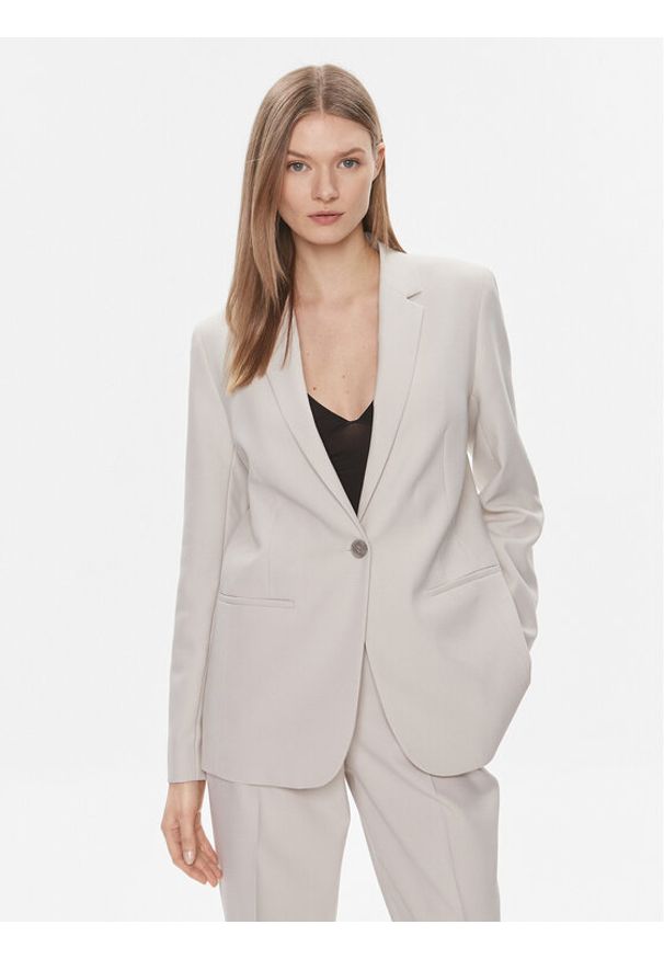 Calvin Klein Marynarka Essential K20K206477 Szary Regular Fit. Kolor: szary. Materiał: wiskoza, syntetyk