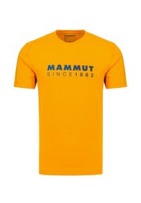 Mammut - T-shirt MAMMUT TROVAT. Kolor: żółty. Materiał: tkanina. Wzór: nadruk, napisy, geometria. Sport: outdoor #1