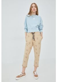 Femi Stories spodnie dresowe damskie kolor beżowy wzorzyste. Stan: podwyższony. Kolor: beżowy. Materiał: dresówka