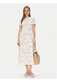 TOMMY HILFIGER - Tommy Hilfiger Sukienka codzienna Modern F&F Midi Dress WW0WW44547 Biały Regular Fit. Okazja: na co dzień. Kolor: biały. Materiał: bawełna. Typ sukienki: proste. Styl: casual. Długość: midi #4