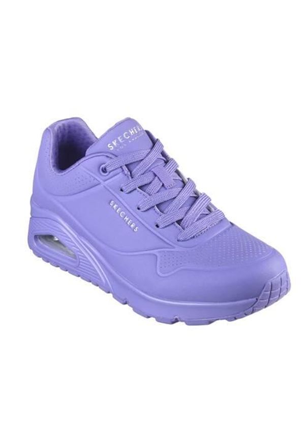 skechers - Buty do chodzenia damskie Skechers Uno Stand On Air. Kolor: wielokolorowy, fioletowy. Materiał: materiał, syntetyk. Szerokość cholewki: normalna. Sport: turystyka piesza
