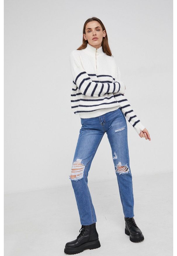 Answear Lab - Jeansy. Stan: podwyższony. Kolor: niebieski. Styl: wakacyjny