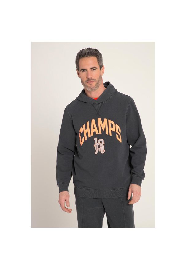 JAY-PI - Męska Bluza z kapturem fitness styl vintage kaptur. Typ kołnierza: kaptur. Kolekcja: plus size. Kolor: szary. Materiał: materiał, elastan, bawełna. Sport: fitness