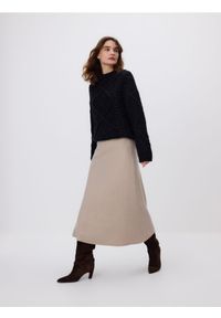 Reserved - Spódnica z wełną - beżowy. Kolor: beżowy. Materiał: wełna #1