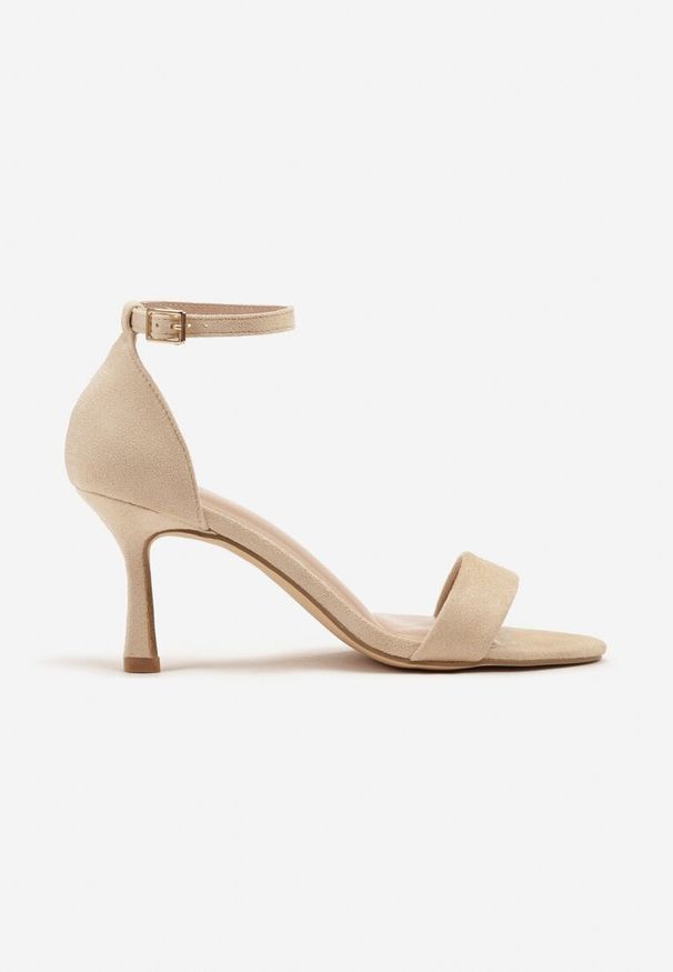 Born2be - Beżowe Klasyczne Sandały Vices z Imitacji Zamszu na Szpilce Galenisse. Okazja: na co dzień, na ślub cywilny, na wesele, do pracy, na spotkanie biznesowe. Kolor: beżowy. Materiał: zamsz. Obcas: na szpilce. Styl: klasyczny. Wysokość obcasa: średni