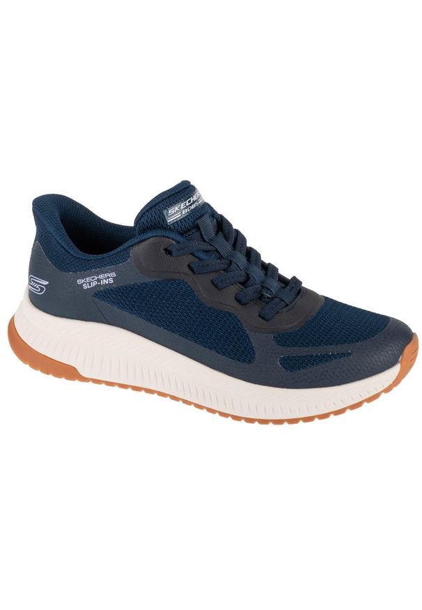 skechers - Buty sportowe Sneakersy damskie, Slip-Ins: Bobs Squad 4 - Staple Look. Kolor: niebieski. Sport: turystyka piesza