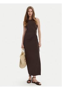 Max Mara Beachwear Sukienka letnia 2516621049650 Brązowy Regular Fit. Kolor: brązowy. Materiał: wiskoza. Sezon: lato #3