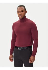 Hugo - HUGO Golf San Thomas-M 50474174 Bordowy Regular Fit. Typ kołnierza: golf. Kolor: czerwony. Materiał: wełna