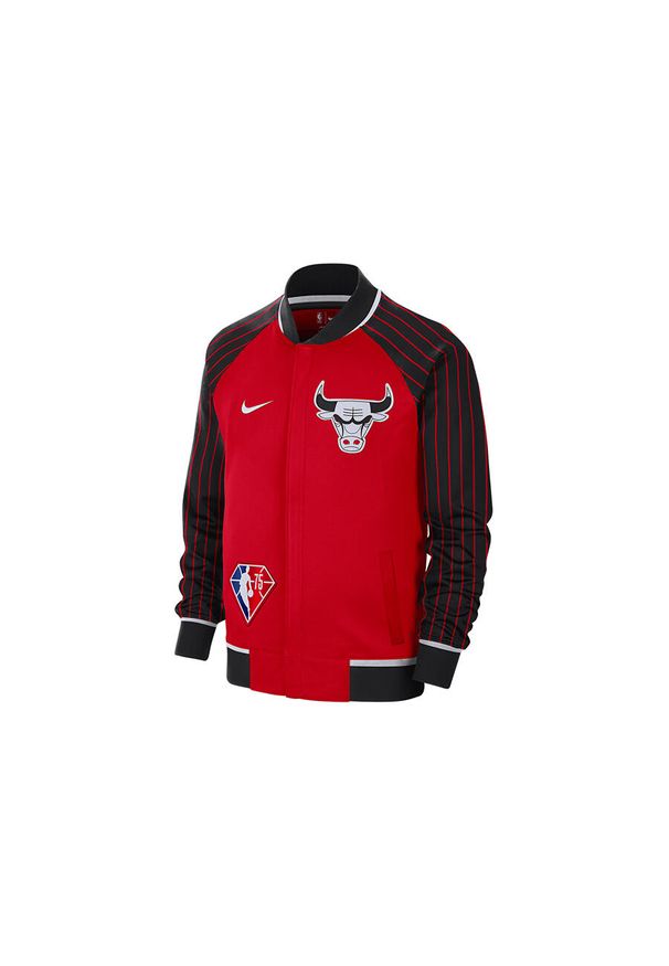 Nike - Bluza męska nike nba chicago bulls dri-fit showtime jacket city edition. Kolor: czerwony. Technologia: Dri-Fit (Nike). Sport: bieganie