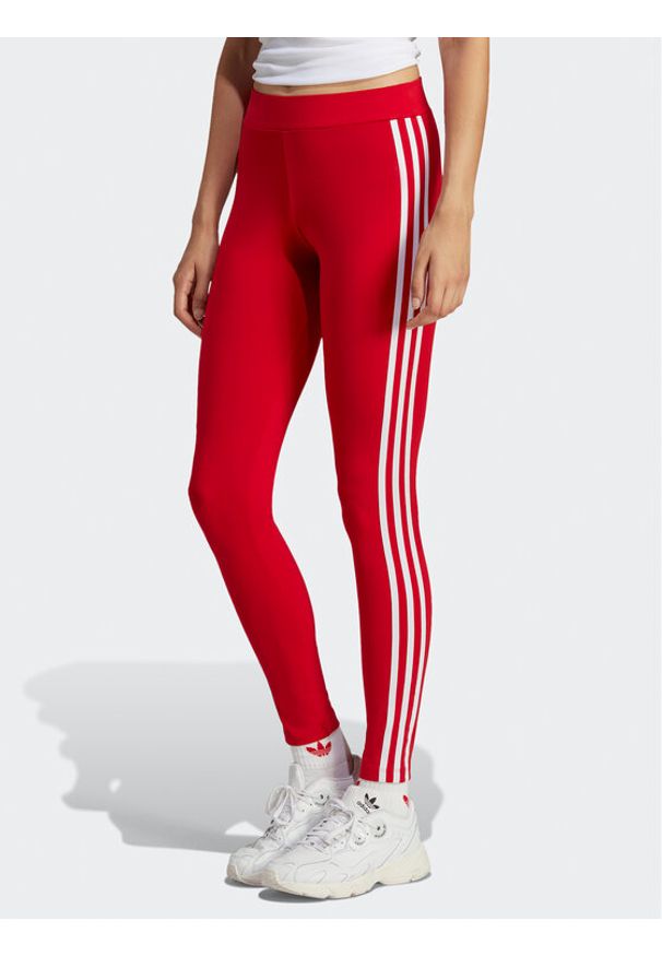 Adidas - adidas Legginsy Adicolor Classics 3-Stripes Leggings IB7382 Czerwony. Kolor: czerwony. Materiał: bawełna