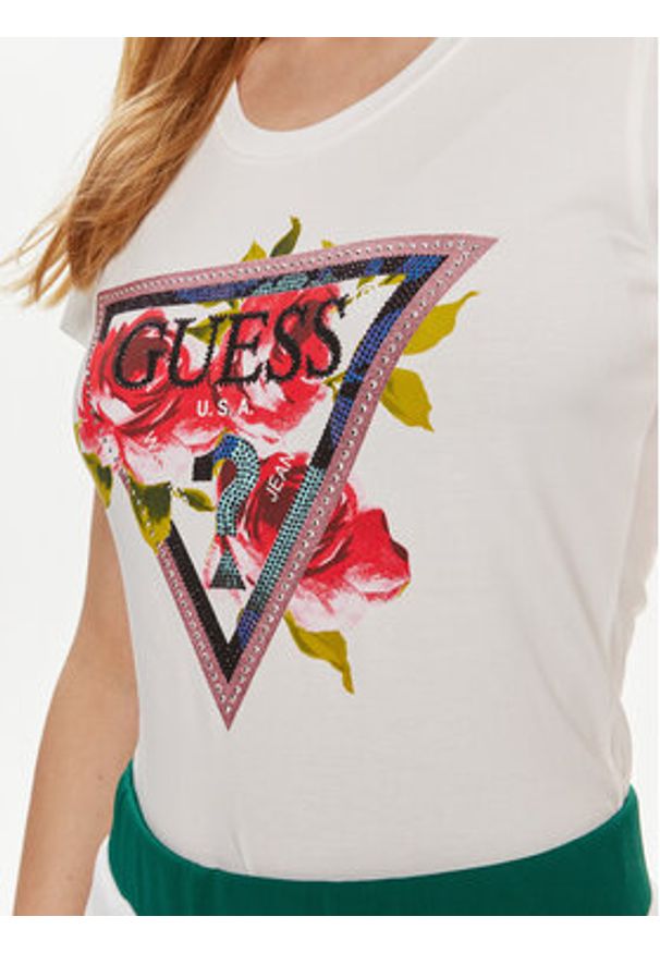Guess T-Shirt W4YI71 J1314 Biały Regular Fit. Kolor: biały. Materiał: bawełna
