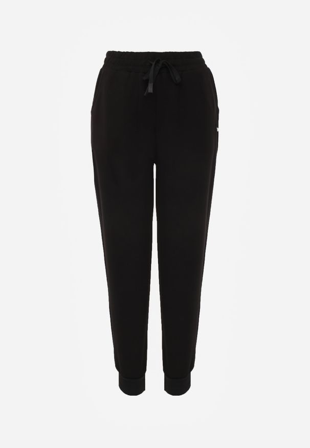 Renee - Czarne Sportowe Spodnie Typu Jogger High Waist ze Ściągaczem w Talii Isirona. Okazja: na co dzień. Stan: podwyższony. Kolor: czarny. Długość: krótkie. Styl: sportowy