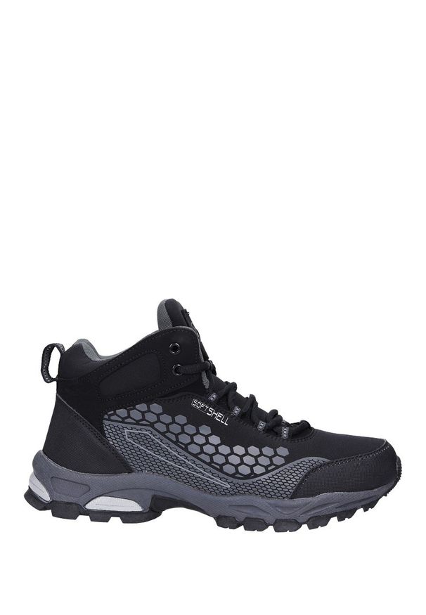 Casu - Czarne buty trekkingowe sznurowane softshell casu a1813-1. Kolor: czarny, szary, wielokolorowy. Materiał: softshell