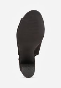 Born2be - Czarne Sandały na Obcasie Vices ze Skórzaną Wkładką Felunetia. Okazja: na co dzień. Zapięcie: sprzączka. Kolor: czarny. Materiał: skóra. Obcas: na obcasie. Styl: casual, elegancki. Wysokość obcasa: średni #9