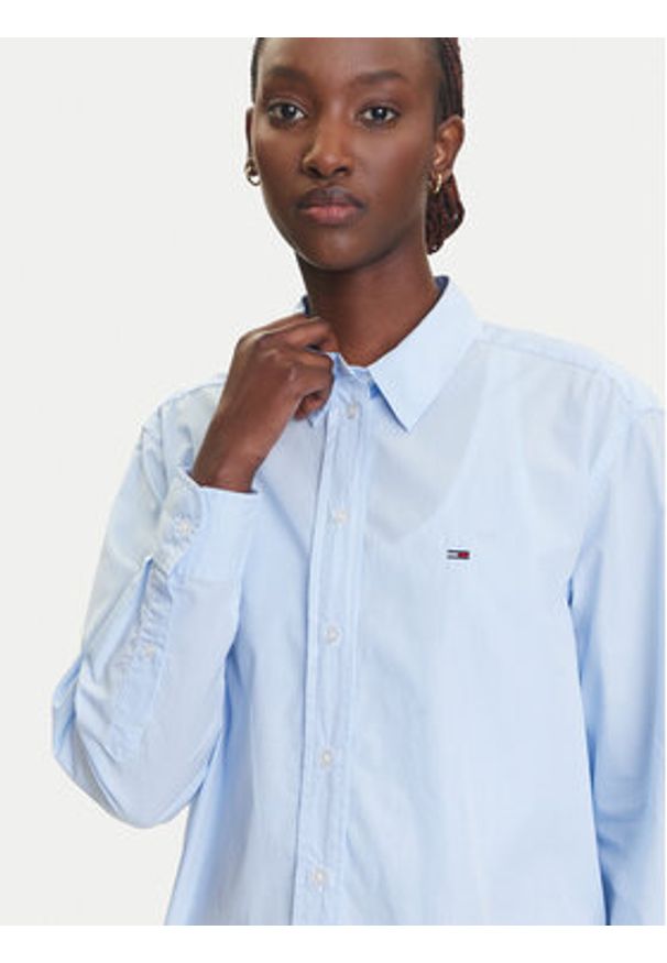 Tommy Jeans Koszula Micro Gingham DW0DW20987 Niebieski Relaxed Fit. Kolor: niebieski. Materiał: bawełna