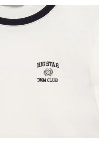 Big-Star - Koszulka dziewczęca z kontrastowym wykoŅczeniem biała Lillia 100. Okazja: na co dzień, na uczelnię. Kolor: biały. Materiał: dzianina. Wzór: nadruk. Styl: retro, młodzieżowy, casual, klasyczny, sportowy #2