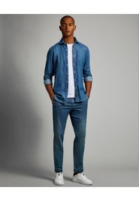 FAY - Jeansowa ciemnoniebieska koszula. Kolor: niebieski. Materiał: jeans. Długość rękawa: długi rękaw. Długość: długie