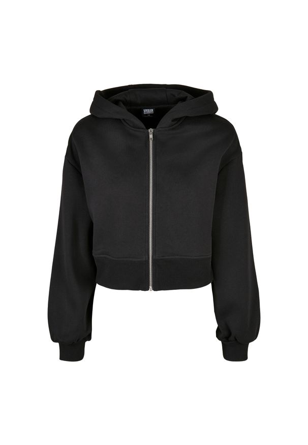 Damska krótka bluza z kapturem zapinana na zamek Urban Classics Oversized. Typ kołnierza: kaptur. Kolor: czarny. Długość: krótkie