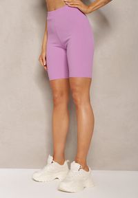 Renee - Fioletowe Sportowe Szorty Kolarki Prążkowane High Waist Steiama. Okazja: na spacer. Stan: podwyższony. Kolor: fioletowy. Materiał: prążkowany. Styl: sportowy #5