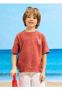 Sinsay - Koszulka oversize z nadrukiem na plecach - czerwony. Kolor: czerwony. Wzór: nadruk #1