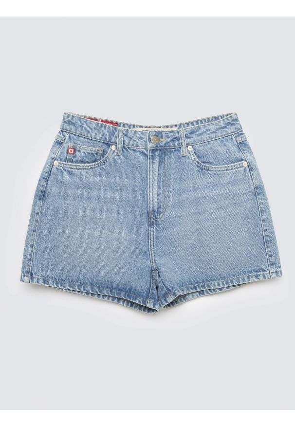 Big-Star - Szorty damskie jeansowe niebieskie Authentic Girl 393. Stan: podwyższony. Kolor: niebieski. Materiał: jeans. Sezon: lato. Styl: klasyczny