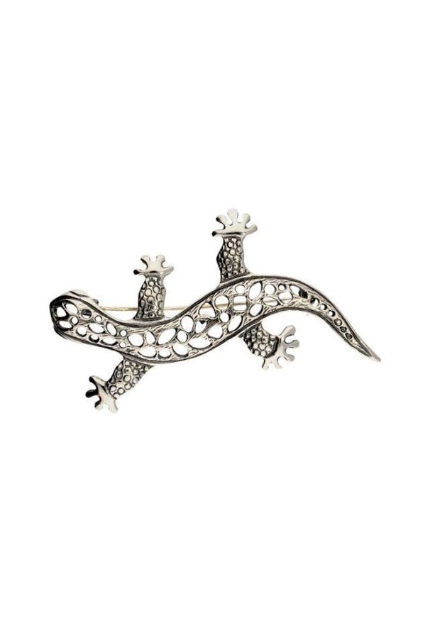 Polcarat Design - Srebrna broszka Jaszczurka B 197. Materiał: srebrne. Kolor: srebrny