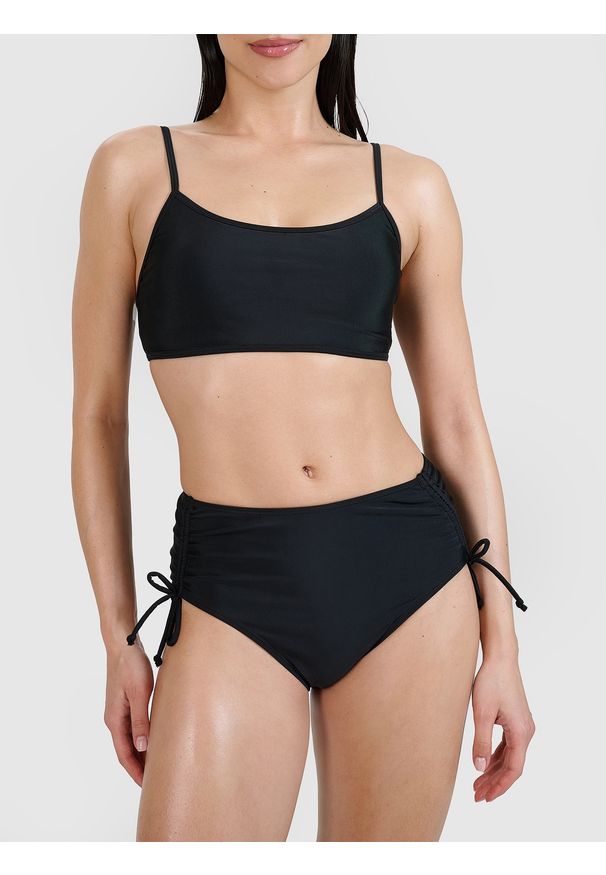 4f - 4F Góra od bikini damska - czarna S. Kolor: czarny. Materiał: materiał, włókno, syntetyk, elastan