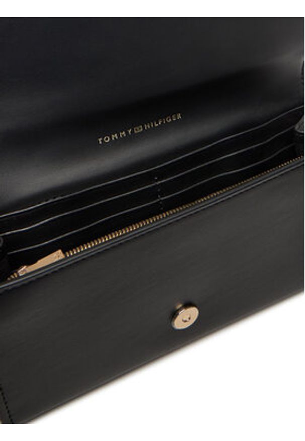 TOMMY HILFIGER - Tommy Hilfiger Torebka Th Icon Flap W/ Chain AW0AW17958 Czarny. Kolor: czarny. Materiał: skórzane