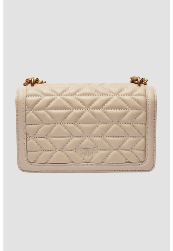 Pinko - PINKO Beżowa torebka Love One Mini DC. Kolor: beżowy. Materiał: skórzane. Styl: klasyczny, elegancki