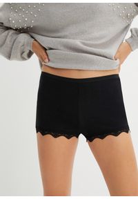 bonprix - Bokserki damskie (3 pary) z lekkiej bawełny z koronką. Kolor: czarny. Materiał: bawełna, koronka. Wzór: koronka #1
