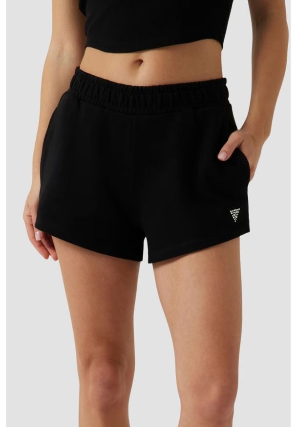 Guess - GUESS Czarne damskie szorty Primula, Rozmiar L. Kolor: czarny