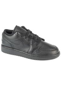 Buty sportowe Sneakersy chłopięce, Air Jordan 1 Low GS. Kolor: czarny. Materiał: guma, materiał, skóra, syntetyk. Sport: turystyka piesza