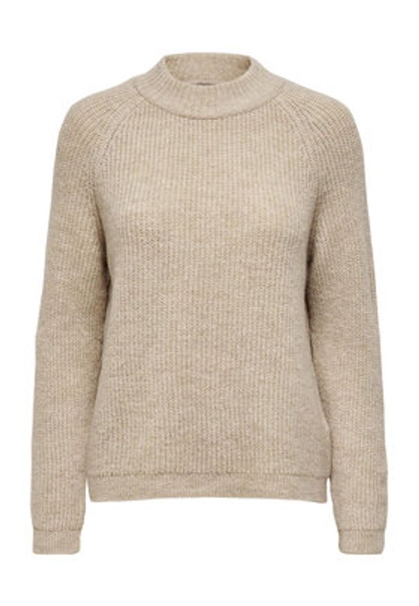 ONLY Carmakoma Sweter 15283136 Beżowy Regular Fit. Kolor: beżowy. Materiał: syntetyk