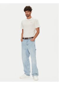 Tommy Jeans T-Shirt Linear Chest DM0DM21780 Écru Slim Fit. Materiał: bawełna