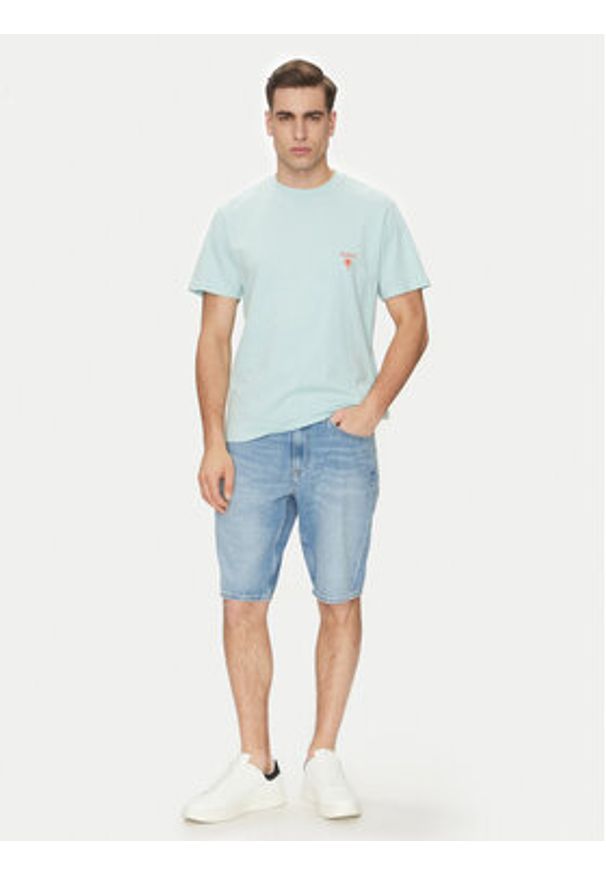 Guess T-Shirt F5GI09 KA260 Niebieski Regular Fit. Kolor: niebieski. Materiał: bawełna