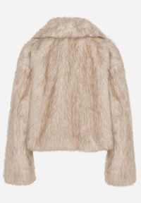 Born2be - Beżowa Krótka Kurtka Futerko z Kołnierzem Anantia. Okazja: na co dzień, na randkę, do pracy. Kolor: beżowy. Materiał: futro. Długość: krótkie. Styl: casual #5
