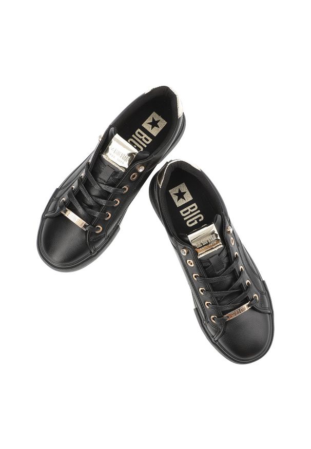 Big-Star - Czarne Sneakersy Big Star Sportowe Obuwie Damskie. Okazja: na co dzień. Kolor: czarny. Materiał: skóra ekologiczna