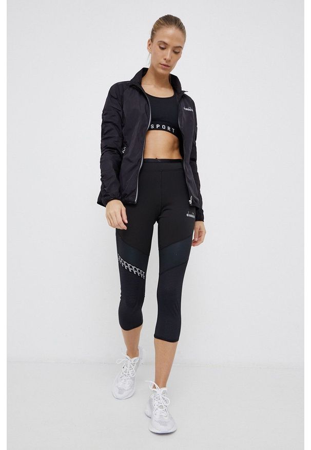 Diadora - Legginsy dwustronne. Kolor: czarny. Materiał: dzianina