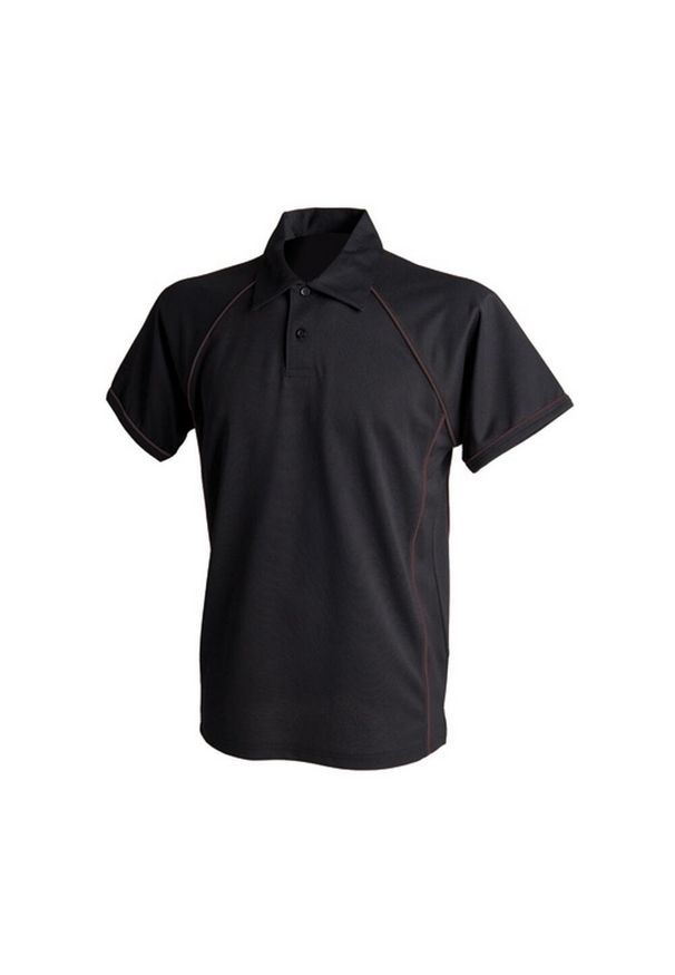 FINDEN & HALES - Męska Koszulka Polo Z Kontrastową Lamówką. Typ kołnierza: polo. Kolor: czarny, wielokolorowy, brązowy, zielony