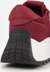 Born2be - Bordowe Sneakersy Vices na Grubej Podeszwie Ozdobione Paskami Seloriel. Okazja: na co dzień. Zapięcie: pasek. Kolor: czerwony. Wzór: aplikacja #3